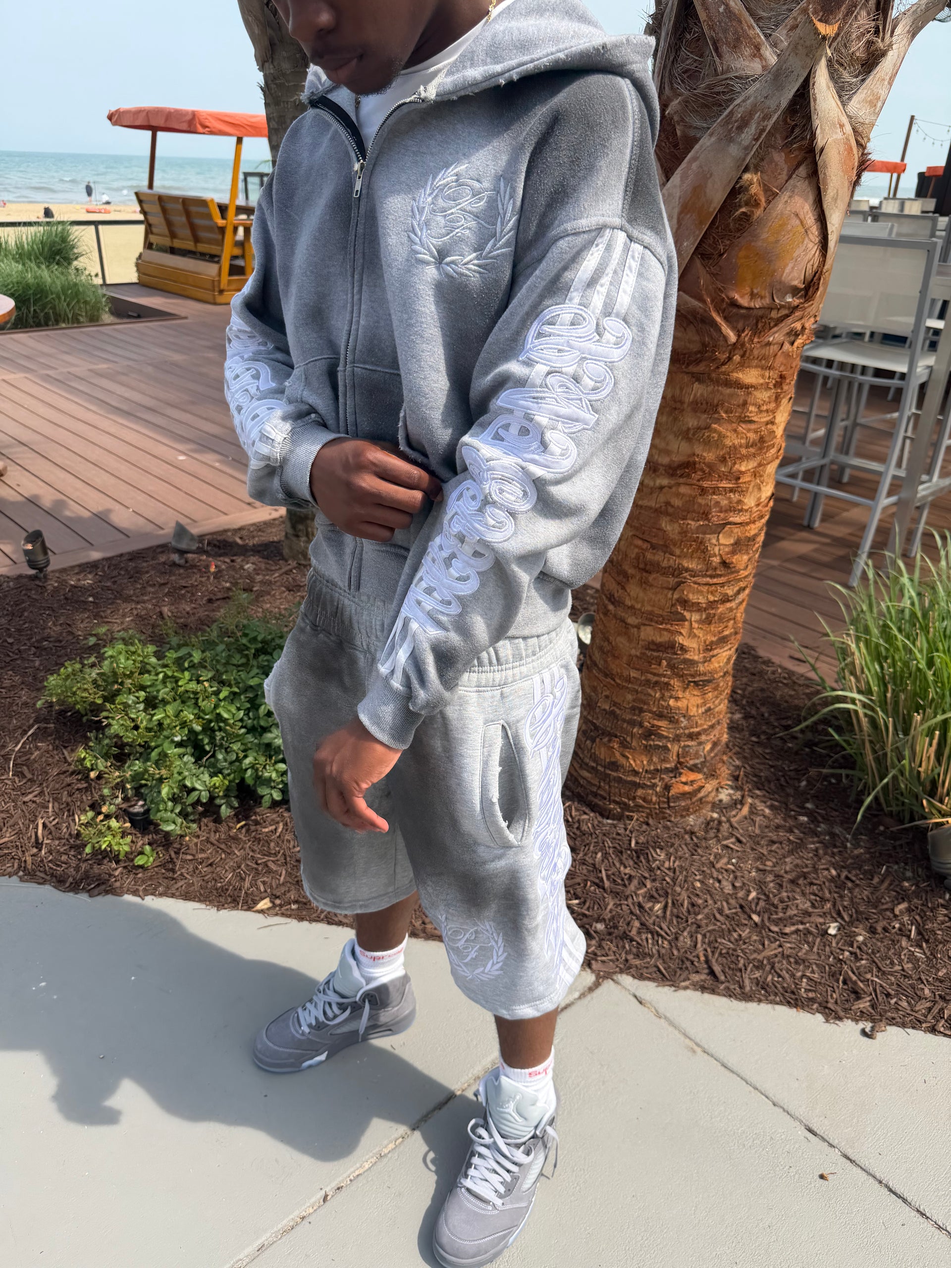 Grey Dirty Swag Short Set