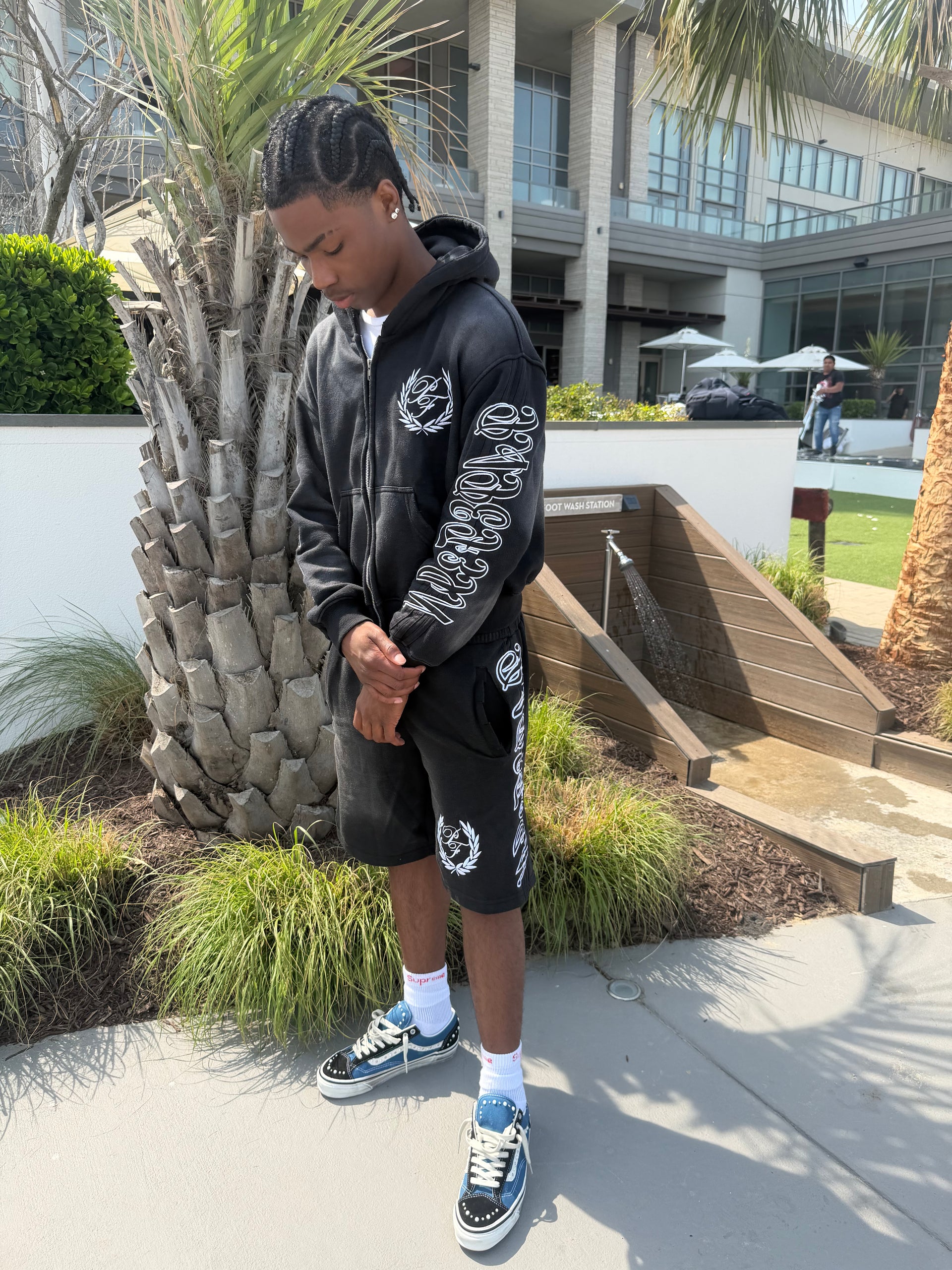 Black Dirty Swag Short Set