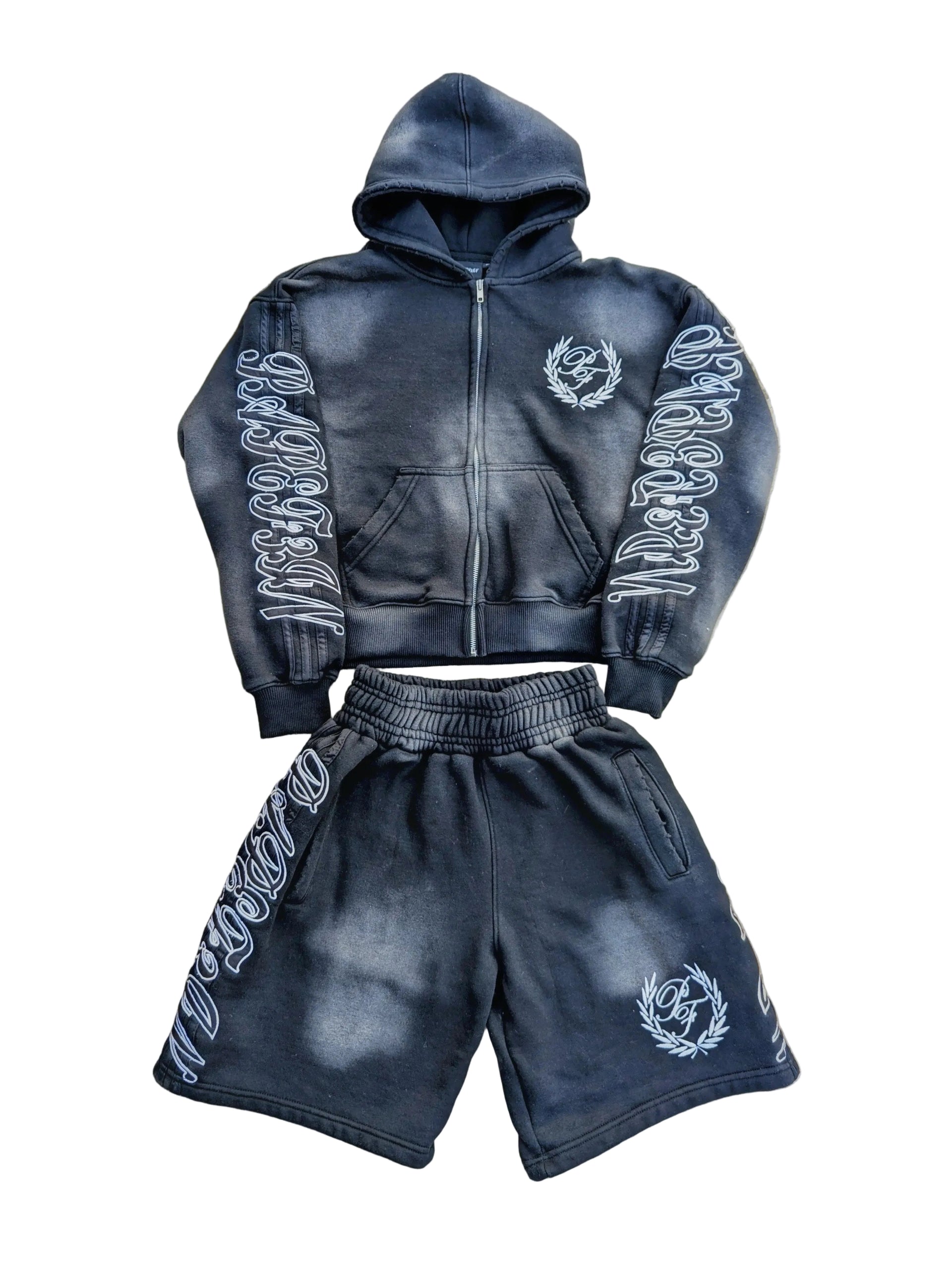 Black Dirty Swag Short Set