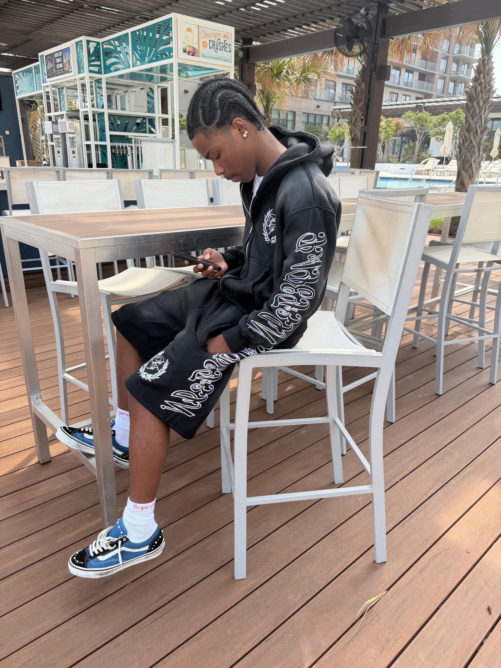 Black Dirty Swag Short Set